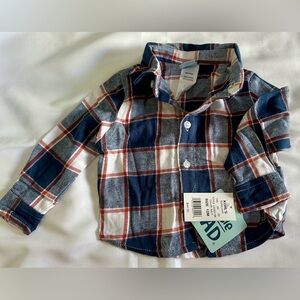 Little Lad Kids Plaid Shirt - Navy and Red Size 12 months